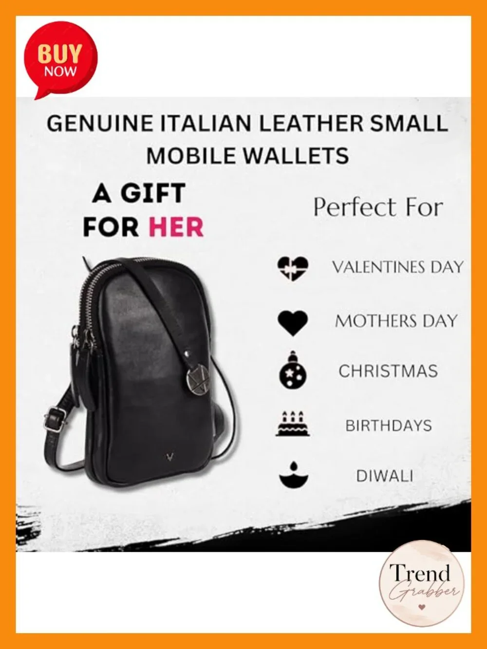 Genuine Italian Leather Small Crossbody Bag with Cell Phone Pocket and